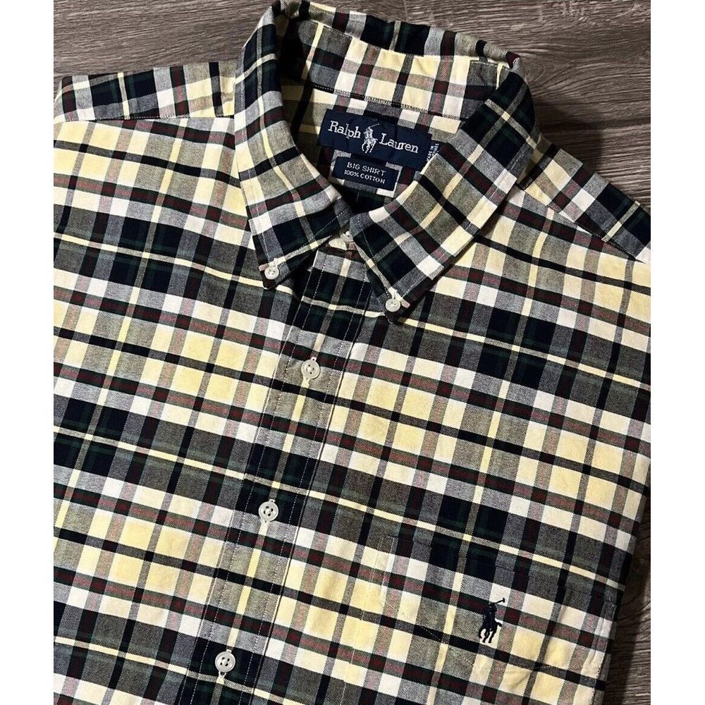Ralph Lauren Men's Plaid Multicolor Button Down Navy Pony XL Big Shirt‎ Style